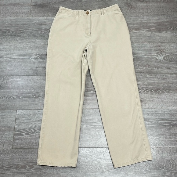 Vintage Lauren Ralph Lauren 100% Cotton Textured High Waisted Pants 10 - Picture 9 of 14